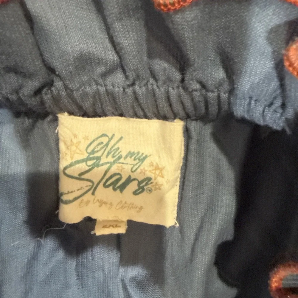 OH MY STARS top Women's Plus Size 2XL Boutique Blue Embroidered Short Sleeve - Picture 5 of 8